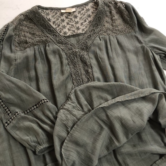 Style & Co Green Lace Detail Blouse - Picture 9 of 10